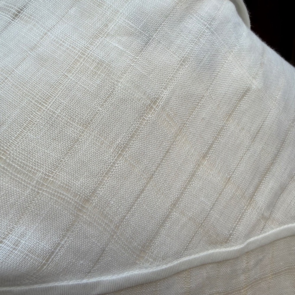 Lafayette 148 New York White Sheer Linen Grid Button Down Shirt Blouse XL - Picture 5 of 11